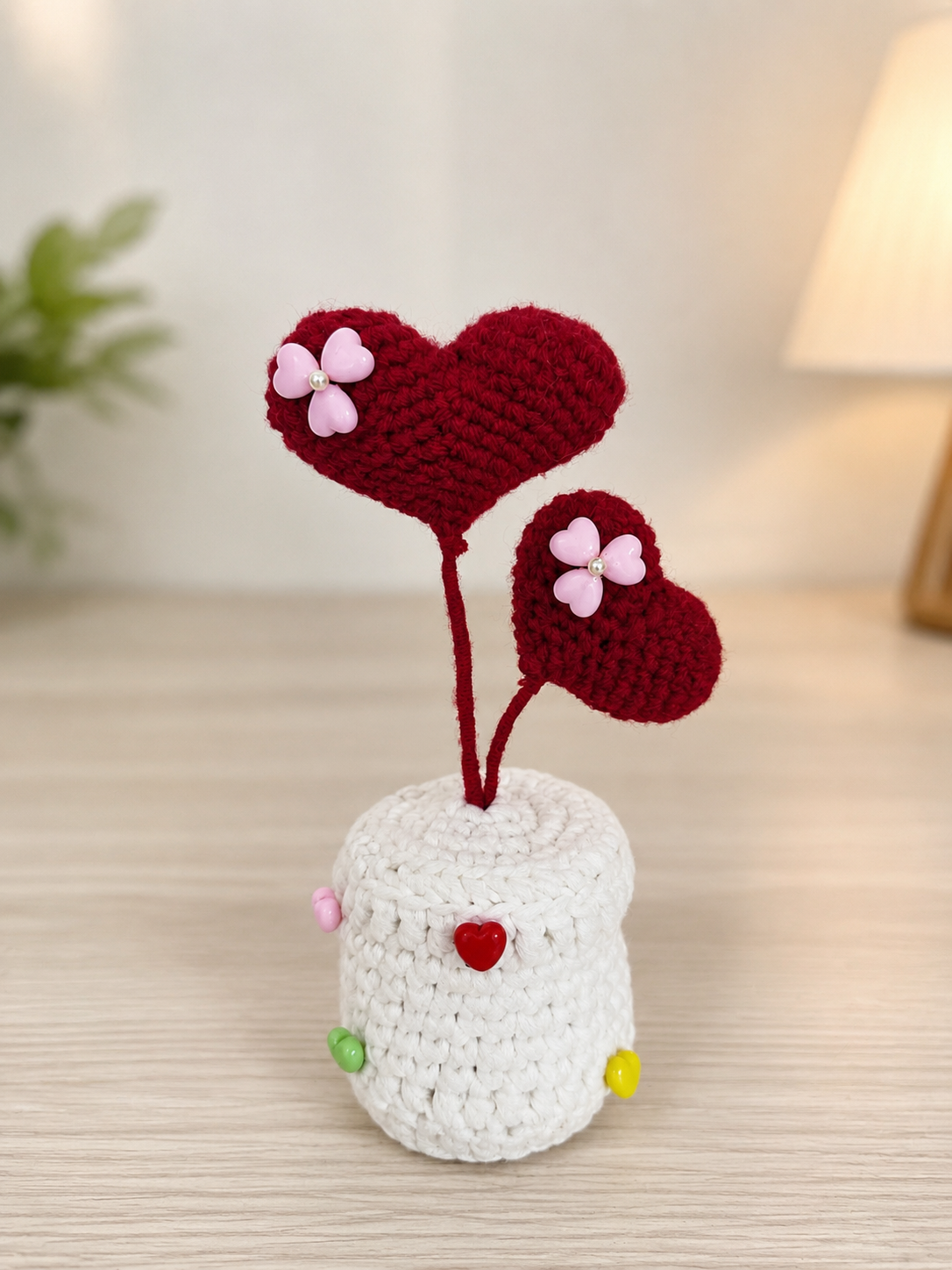 ❤️ Handmade Crochet Heart Pot Decor ❤️
