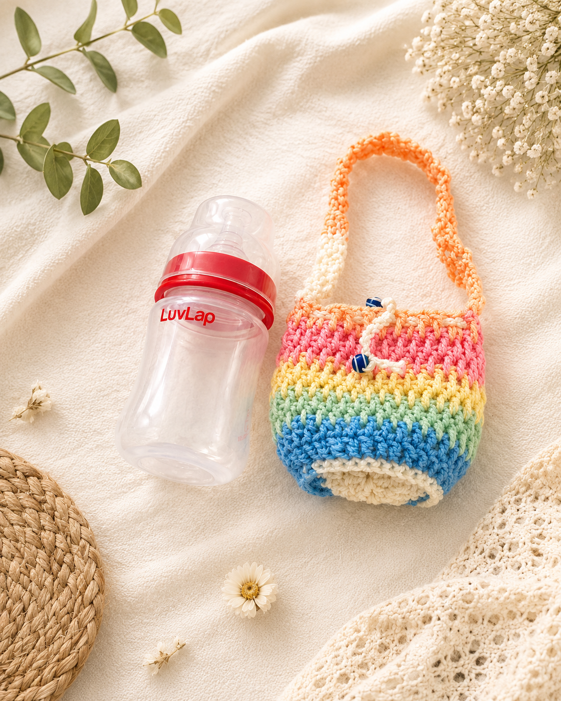 Handmade Crochet Baby Bottle Cover 🌈