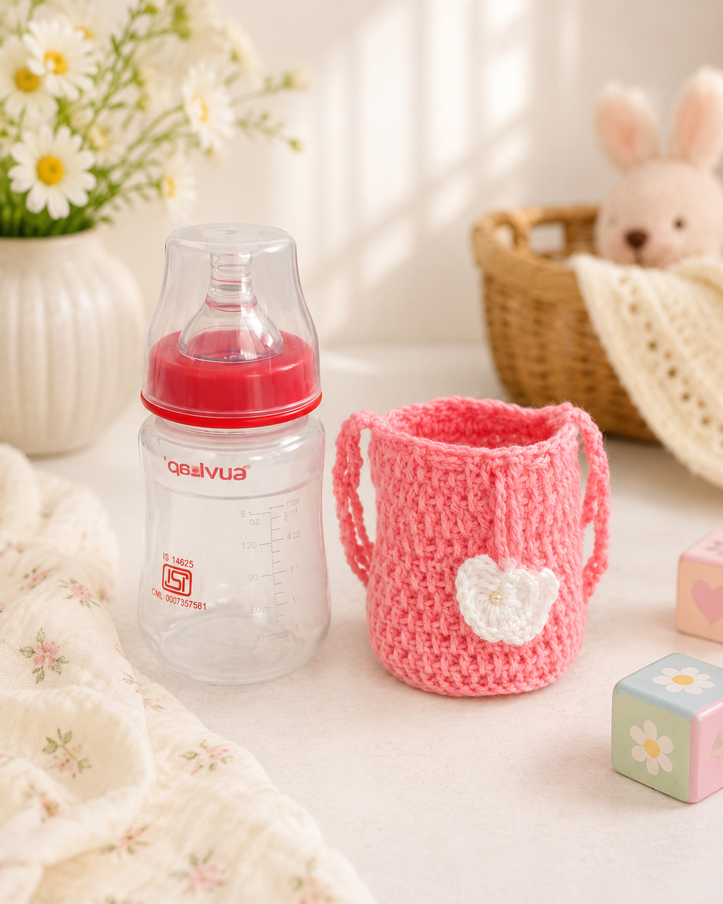 Handmade Crochet Baby Bottle Cover 🌈