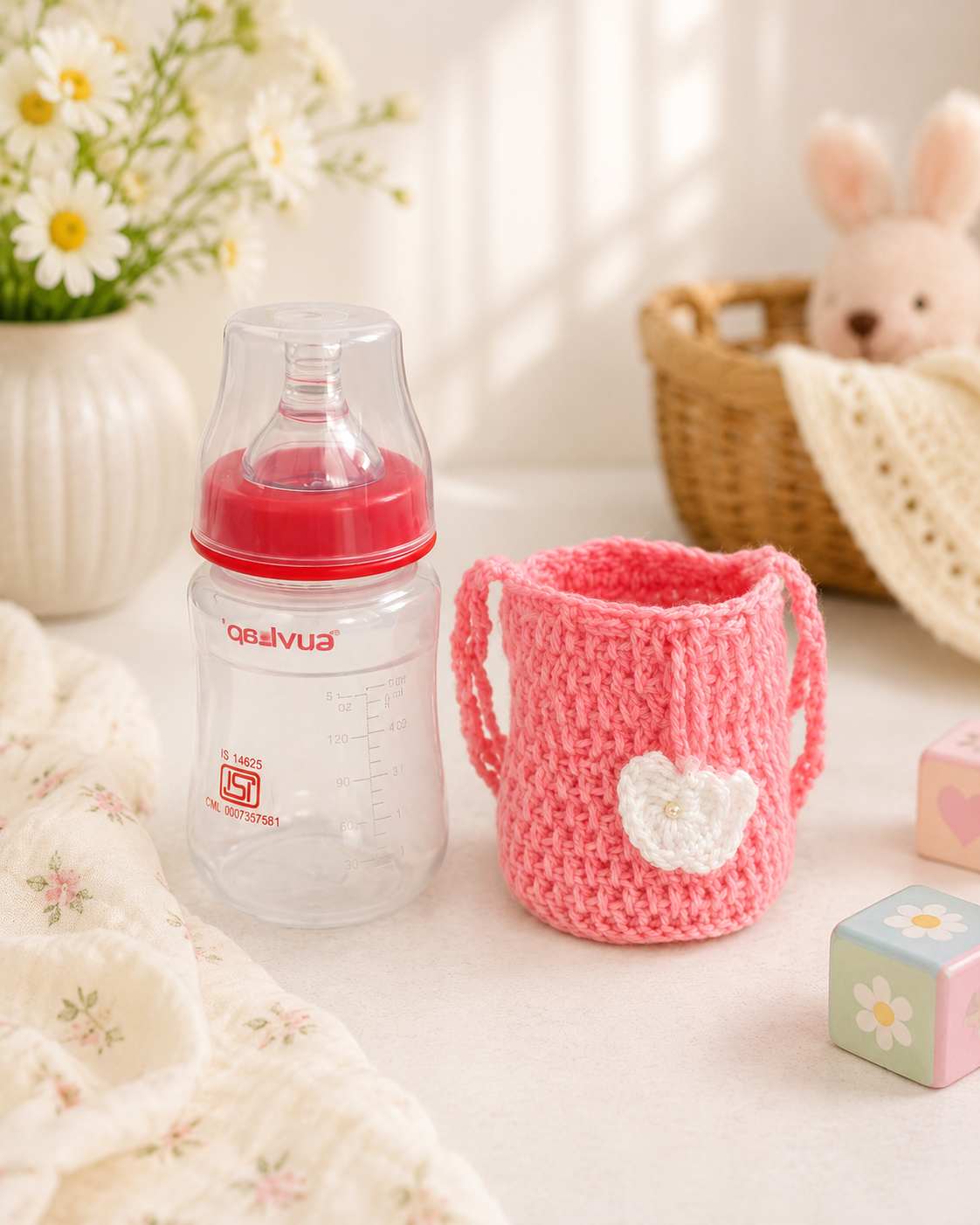 Handmade Crochet Baby Bottle Cover 🌈