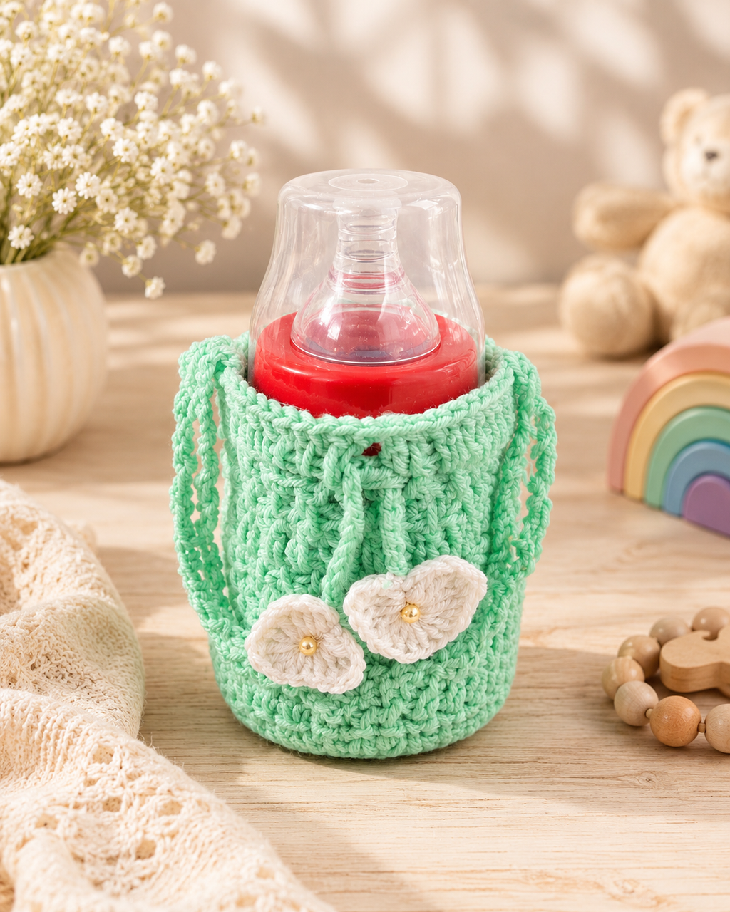 Handmade Crochet Baby Bottle Cover 🌈