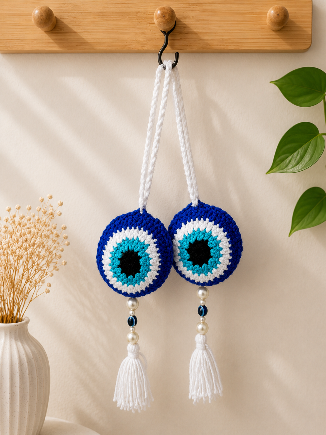 ✨ Handmade Crochet Evil Eye Car Hanging ✨