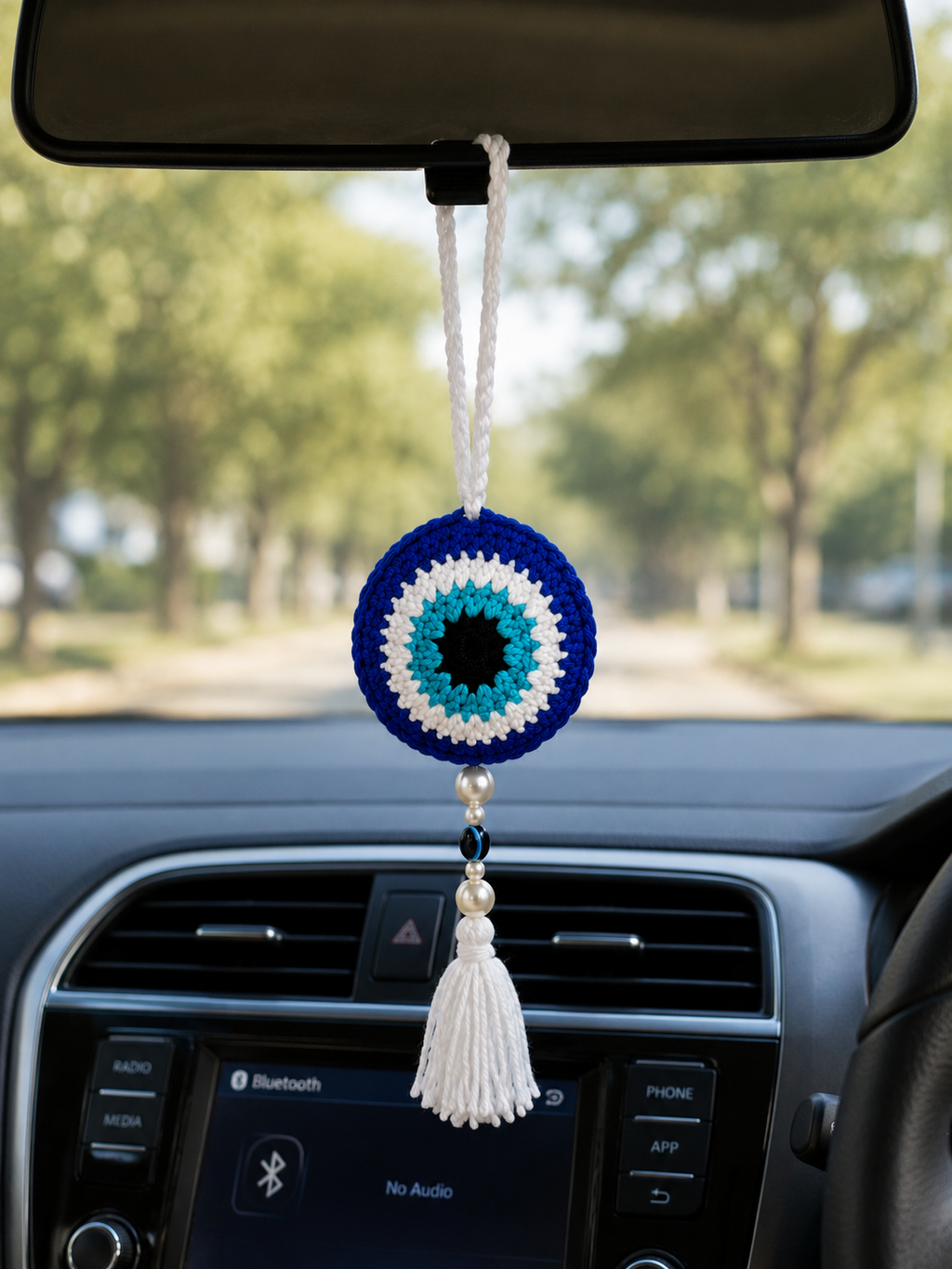 ✨ Handmade Crochet Evil Eye Car Hanging ✨