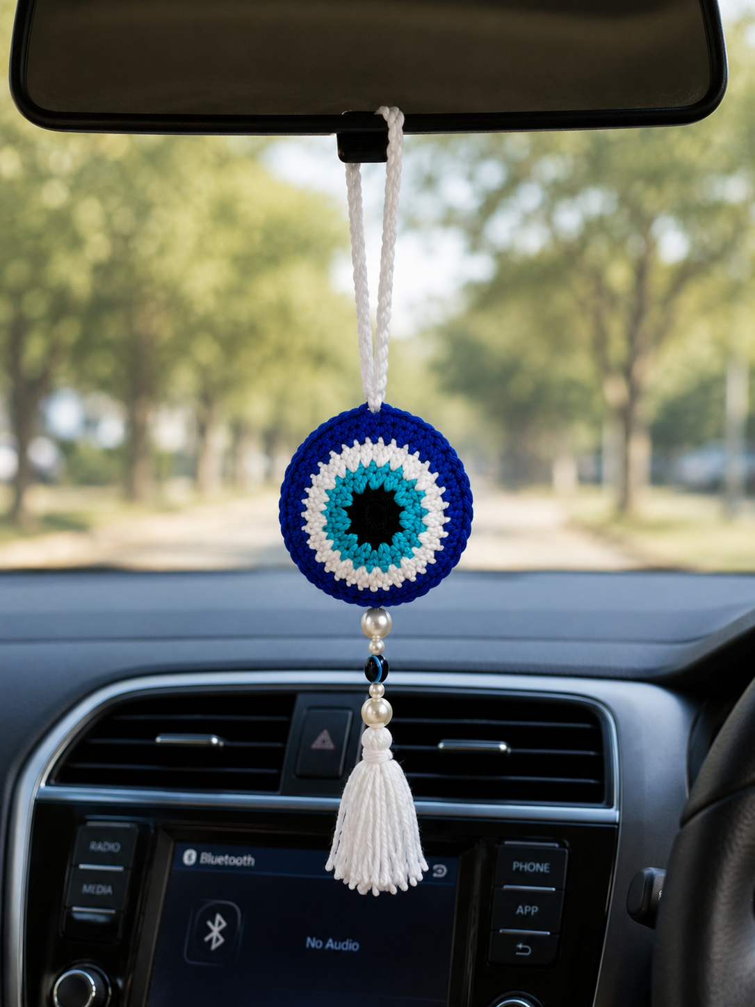 ✨ Handmade Crochet Evil Eye Car Hanging ✨