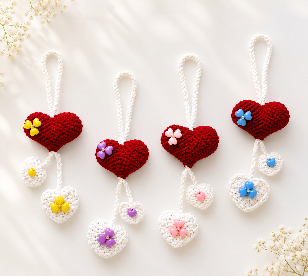 ❤️ Handmade Crochet Heart Car Hanging ❤️