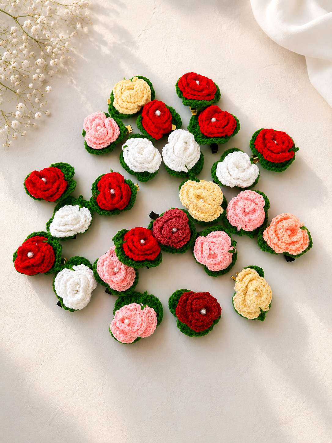 Handmade Crochet Rose Clips 🌹✨