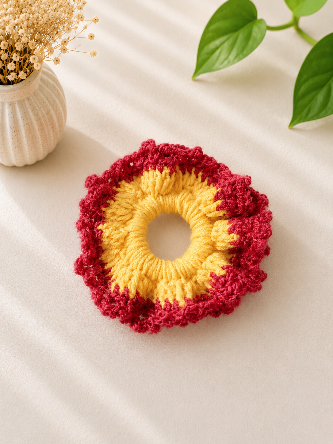 Handmade Crochet Floral Scrunchie