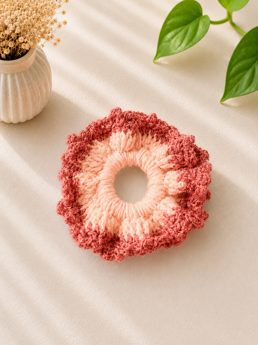 Handmade Crochet Floral Scrunchie