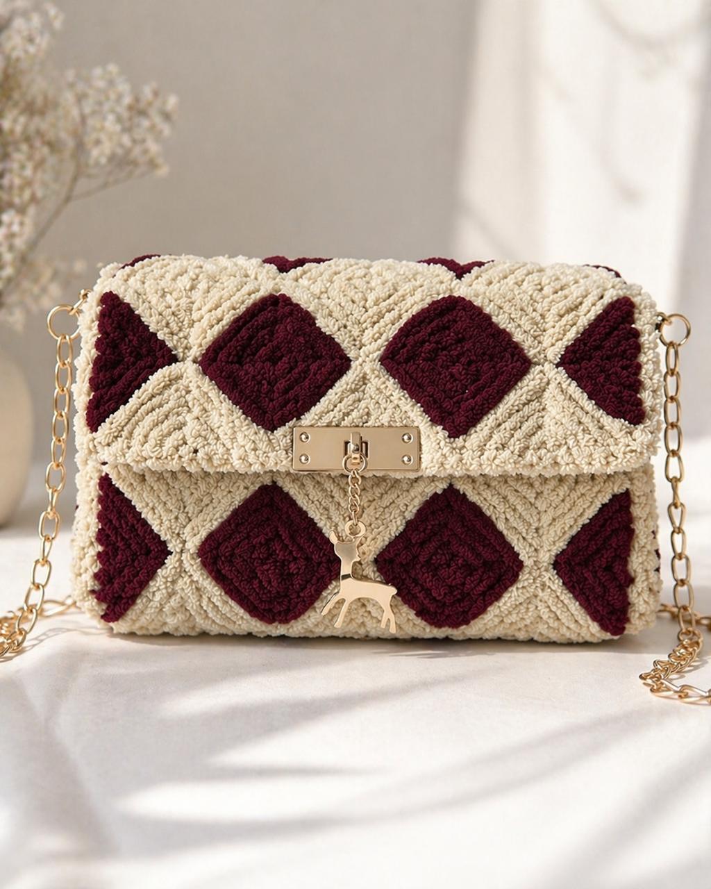 Textured Crochet Sling Bag