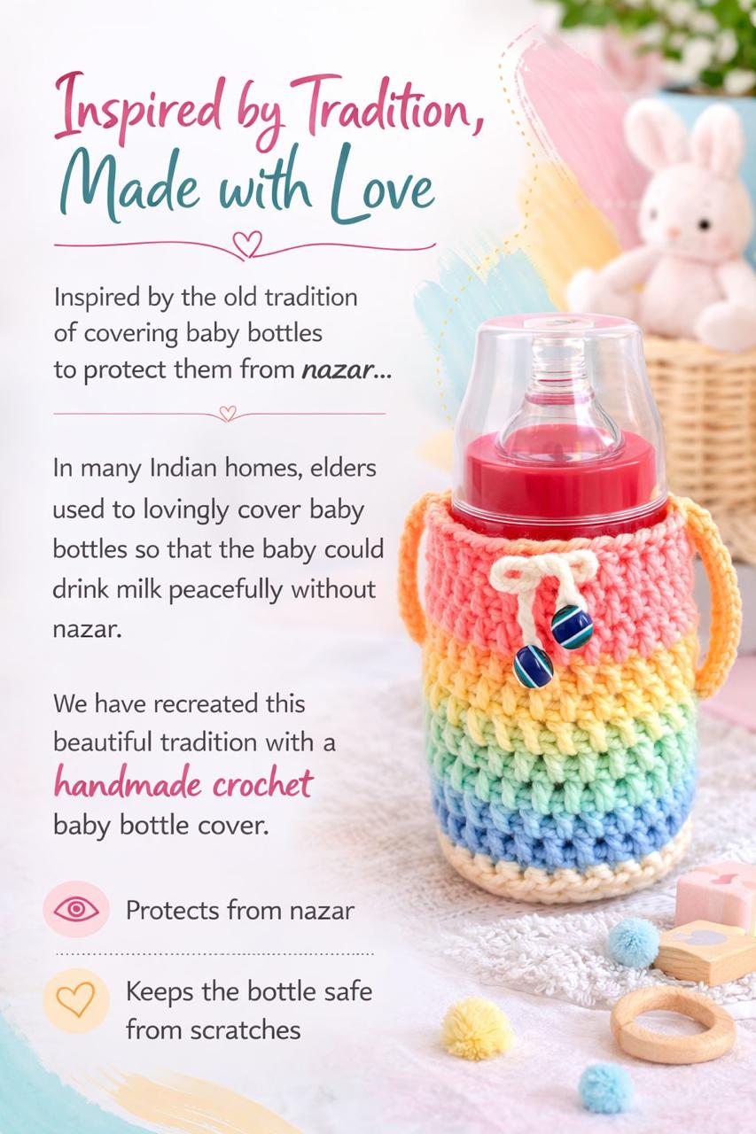 Handmade Crochet Baby Bottle Cover 🌈