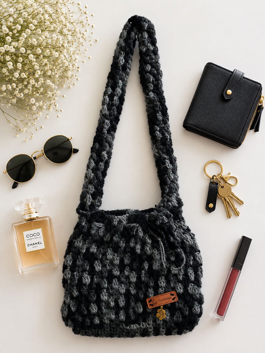 Handmade Crochet Tote Bag 🖤✨