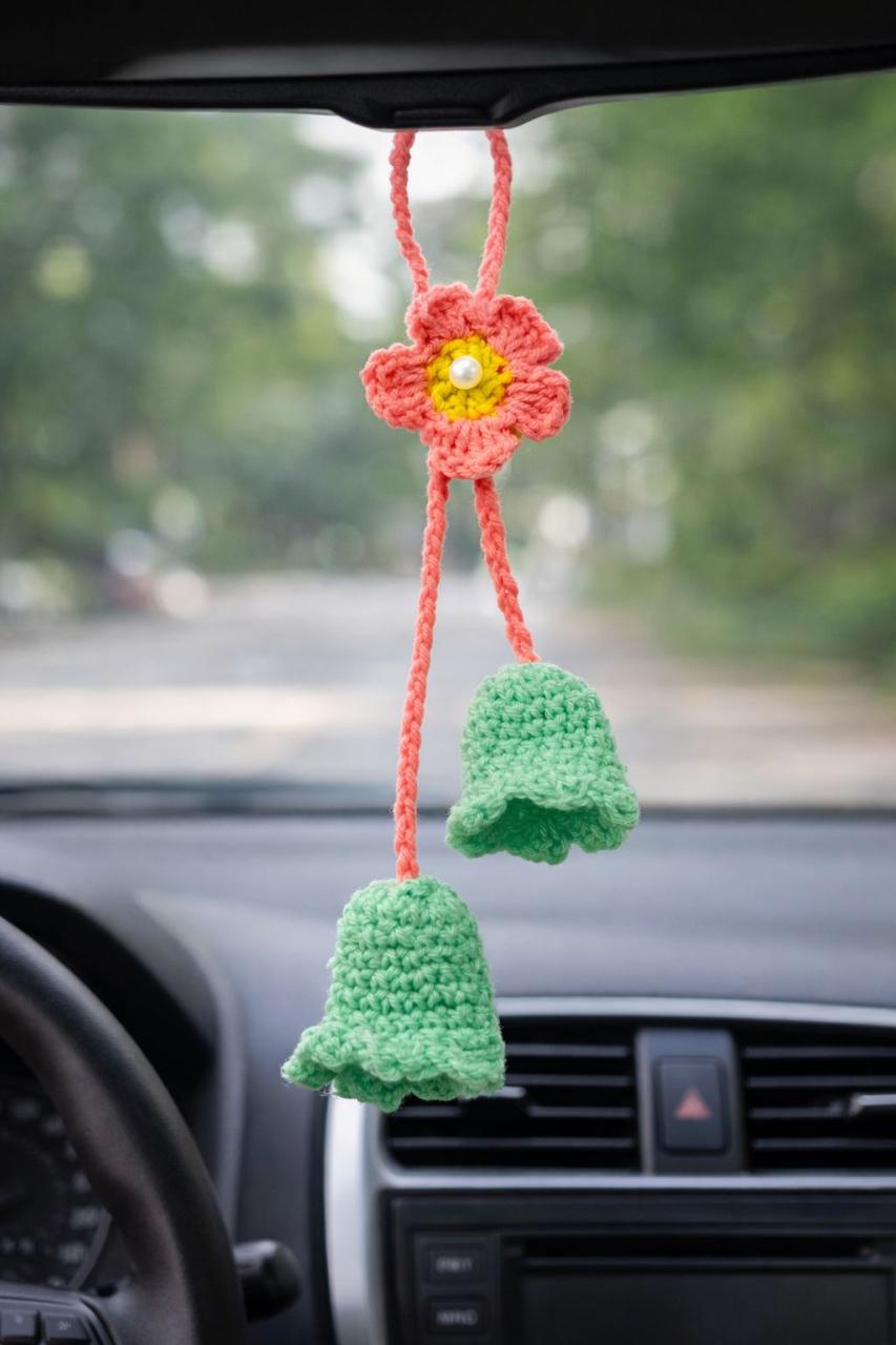Handmade Crochet Car Hanging Décor 🌸✨