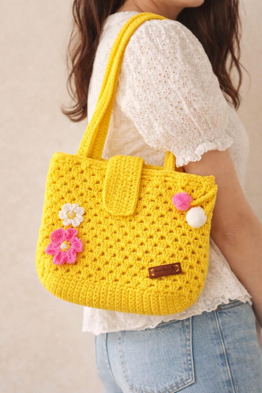 Handmade Crochet Tote Bag 🌼💛