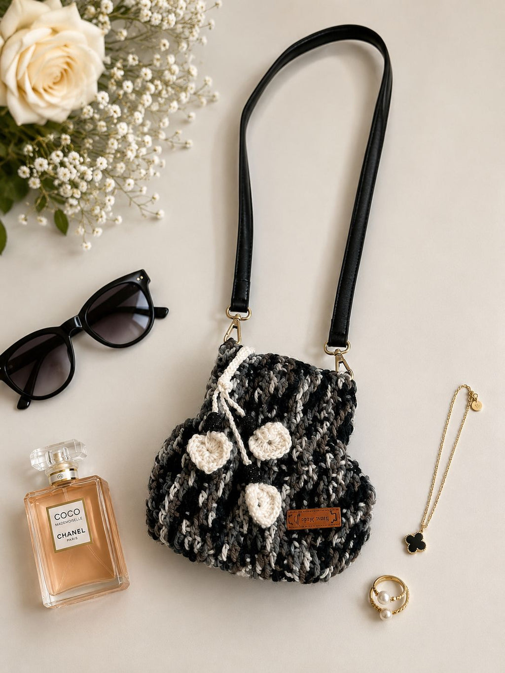 Handmade Crochet Sling Bag ✨🖤