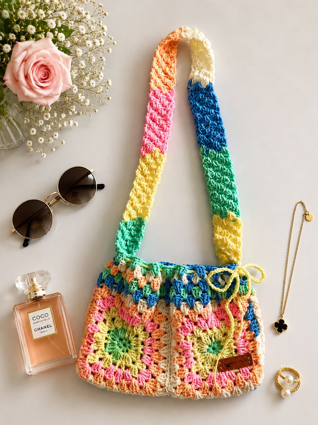 Handcrafted Crochet Sling Bag for Women 🌈✨