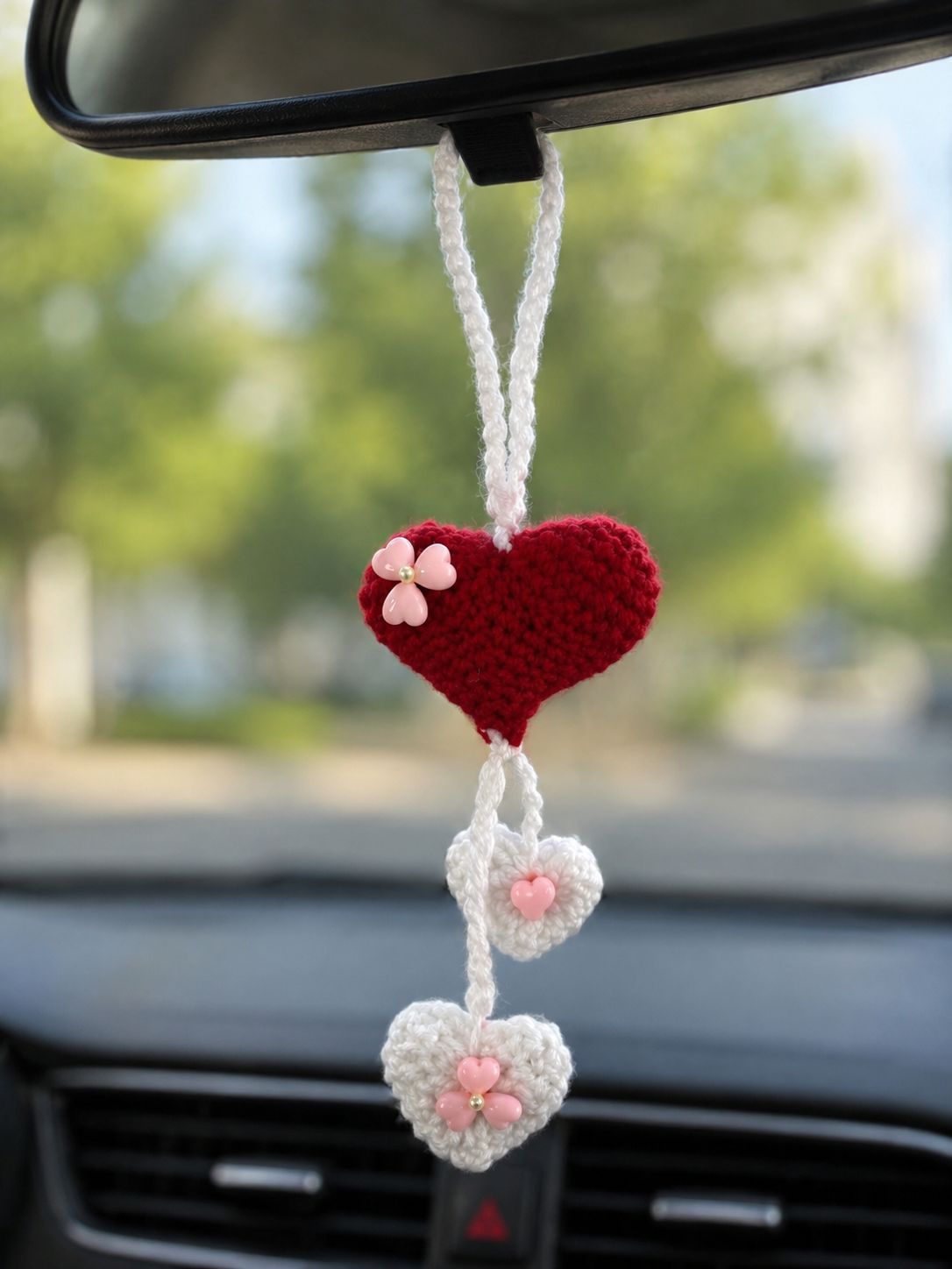 ❤️ Handmade Crochet Heart Car Hanging ❤️