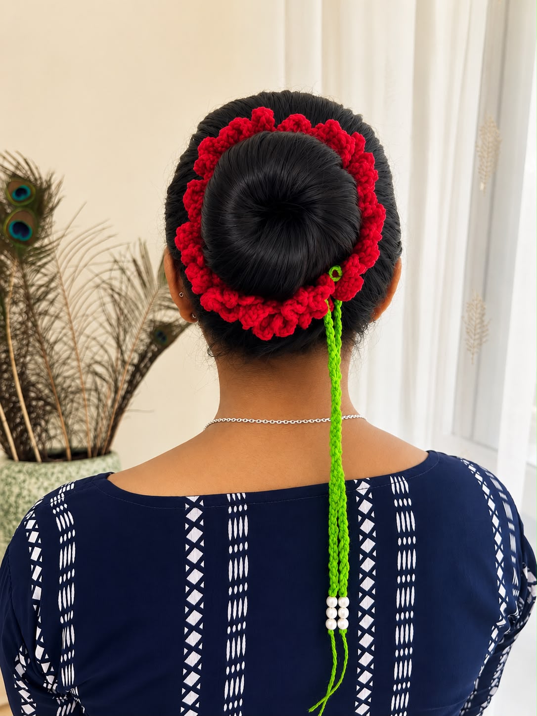 Beautiful handmade crochet floral hair accessory 🌸Gajra