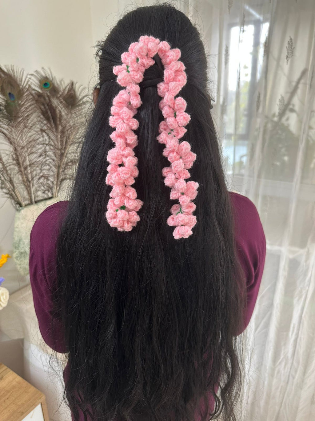Beautiful handmade crochet floral hair accessory 🌸Gajra