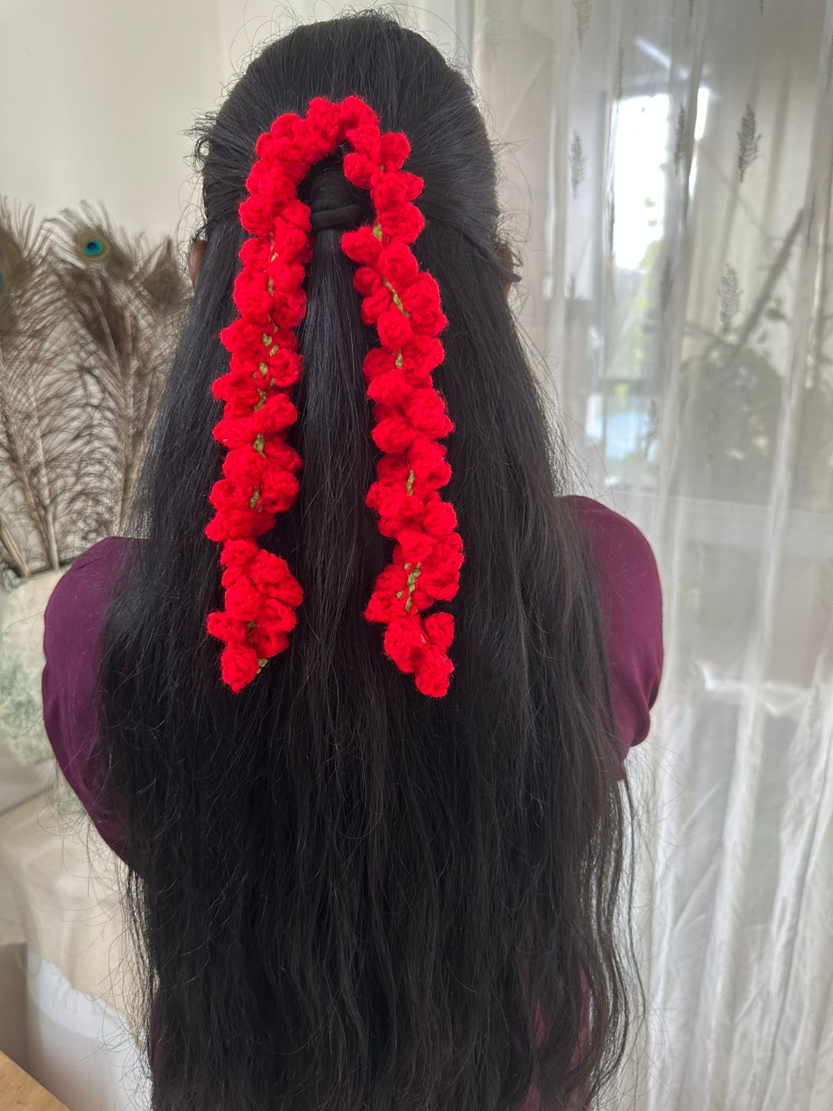 Beautiful handmade crochet floral hair accessory 🌸Gajra